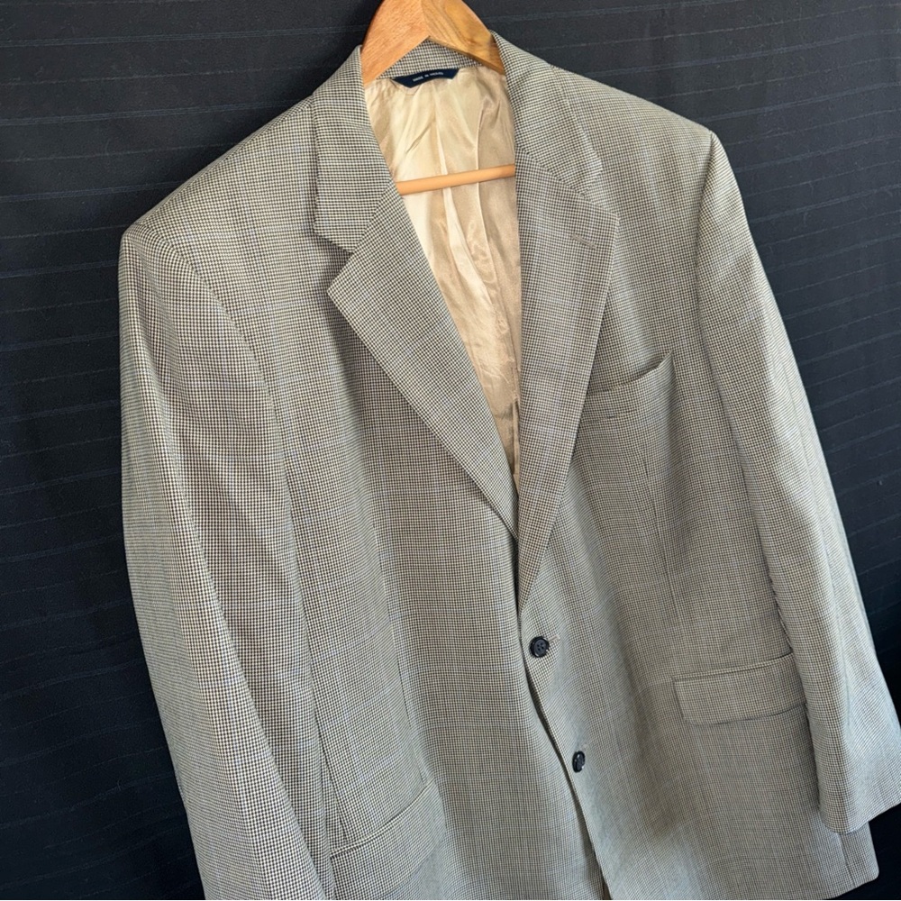 Brooks Brothers Black Tan Houndstooth Wool Cashmere Jacket Sports Coat 46 L - Picture 2 of 14